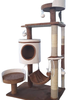 Arranhador Casinha Playground para Gatos - 2 Andares + Rede