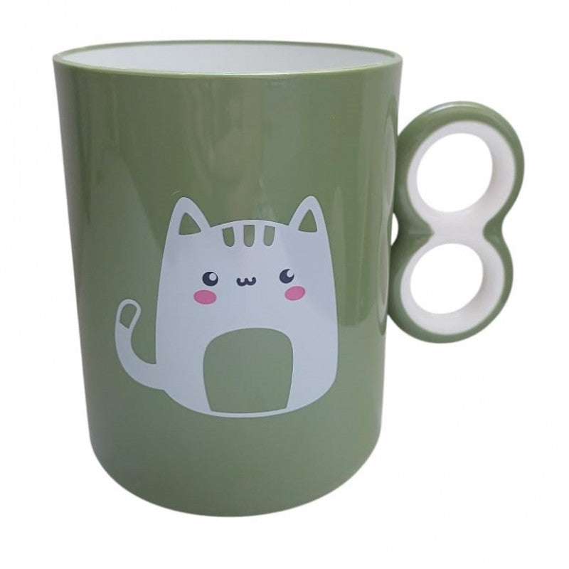 Caneca plástica gatinho nó